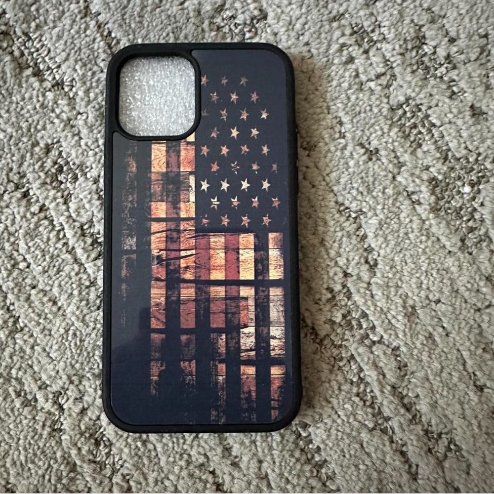 Handmade Patriotic Flag Design Phone Case - Black